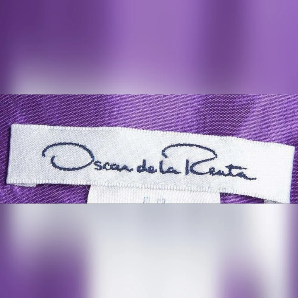 $5,000 OSCAR DE LA RENTA PURPLE SILK BOW RUNW DRESS 4, 8